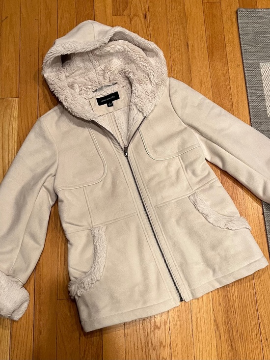 Jones New York Jackets & Blazers - Jones New York Faux Suede And Fur Hooded Jacket Cream Size Small
